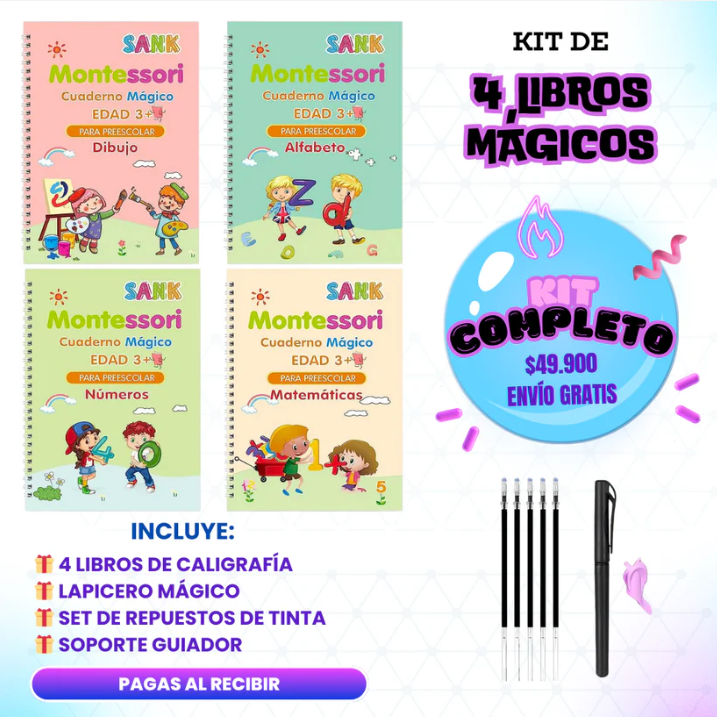 ✍️ Kit de Caligrafía Mágica Montessori  🌈 Aprendizaje divertido para niños