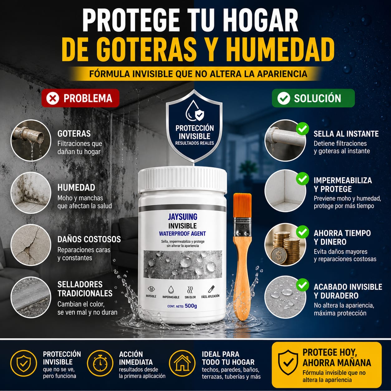 ¡SELLADOR IMPERMEABILIZANTE Invisible Contra Goteras, Fugas y Humedad!
